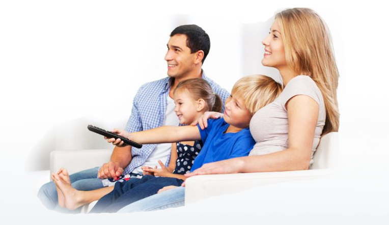Family watching affordable tv